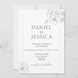 Convite Casamento de Script Floral de Caligrafia Elegante