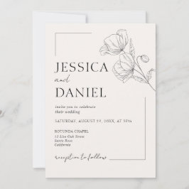 Convite Casamento de Script Floral de Caligrafia Elegante