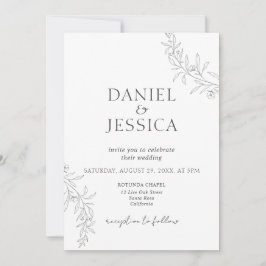 Convite Casamento de Script Floral de Caligrafia Elegante