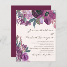 Casamento de Script Floral de Roxo Púrpura de Lila