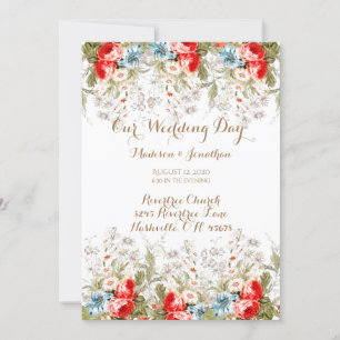 Convite Casamento de Script Floral Elegante