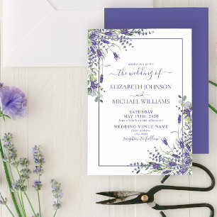 Convite Casamento de Script Floral Elegante da Lavanda Euc