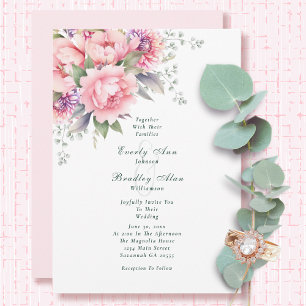 Convite Casamento de Script Floral Floral de Mola Fluvial