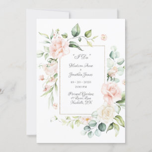 Convite Casamento de Script Floral Floral Floral Romântic