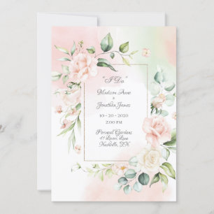 Convite Casamento de Script Floral Floral Floral Romântic