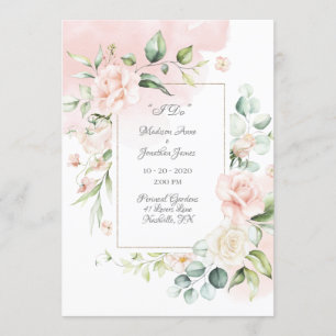 Convite Casamento de Script Floral Floral Floral Romântic