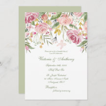 Casamento de Script Floral Verde Elegante Sage