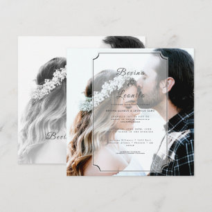 Convite Casamento de Script GV Elegante Simples de Foto SQ