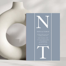 Casamento de Script Inicial de Monograma Azul Simp