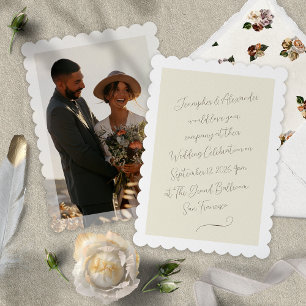 Convite Casamento de Script Manuscrito Simples Elegante