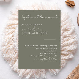 Convite Casamento de Script Minimalista de Chic Sage Green
