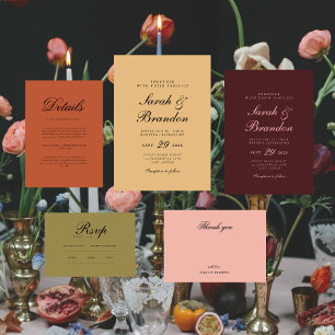 Convite Casamento de Script Minimalista de Cor Sólida Quen