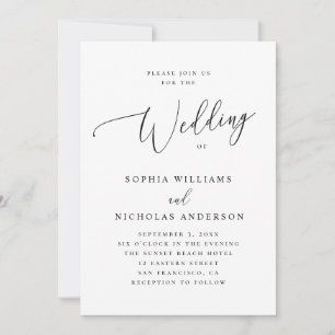 Convite Casamento de Script Minimalista Elegante Clássic