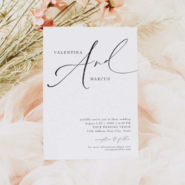 Convite Casamento de Script Minimalista Elegante VALENTINA (Criador carregado)