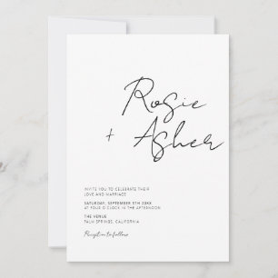 Convite Casamento de Script Minimalista Moderno
