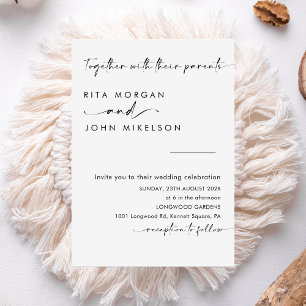Convite Casamento de Script Minimalista Moderno Chic