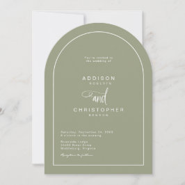 Convite Casamento de Script Minimalista Moderno e Verde Sa