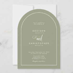 Convite Casamento de Script Minimalista Moderno e Verde Sa