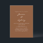 Convite Casamento de Script Minimalista Moderno Sienna Bro<br><div class="desc">Convocação para Casamento de Manuscrito de Siena Brown,  Moderna Minimalista</div>