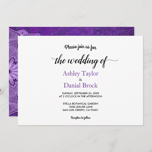 Convite Casamento de Script Minimalista Simples e Chic (Frente/Verso)