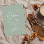 Convite Casamento de Script Minimalista Verde Elegante Sag<br><div class="desc">Convite para Casamento de Script Minimalista Verde Elegante Sage</div>