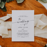 Convite Casamento de Script Moderno<br><div class="desc">Este convite de casamento de guião moderno é perfeito para um casamento minimalista. O simples design preto e branco apresenta uma tipografia industrial única,  com estilo boho moderno. Personalizável em qualquer cor. Mantenha o design mínimo e elegante,  como está,  ou personalize-o adicionando seus próprios gráficos e trabalhos de arte.</div>