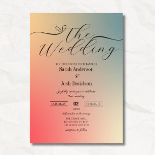 Convite Casamento de Script Moderno do Pastel Gradient Omb