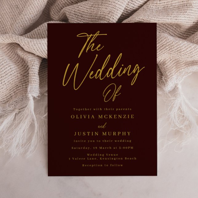 Convite Casamento de Script Moderno e Dourado (Criador carregado)