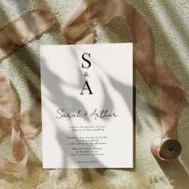 Convite Casamento de Script Moderno e Elegante e Monograma