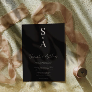 Convite Casamento de Script Moderno e Elegante e Monograma
