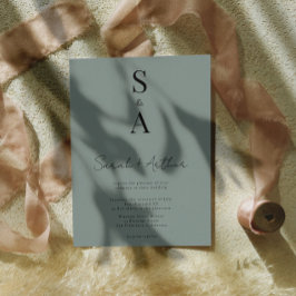 Convite Casamento de Script Moderno e Elegante e Monograma