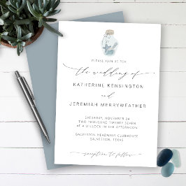 Convite Casamento de Script Moderno Elegant Beach Seashell
