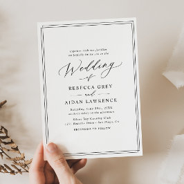 Convite Casamento de Script Moderno Minimalístico Chic