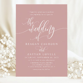 Convite Casamento de Script Moderno Simples Dusty Rosa