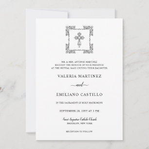 Convite Casamento de Script Negra Valeria Modern com RSVP