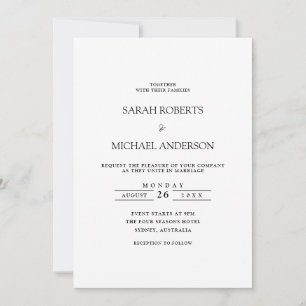 Convite Casamento de Script Negro Simples e Moderno