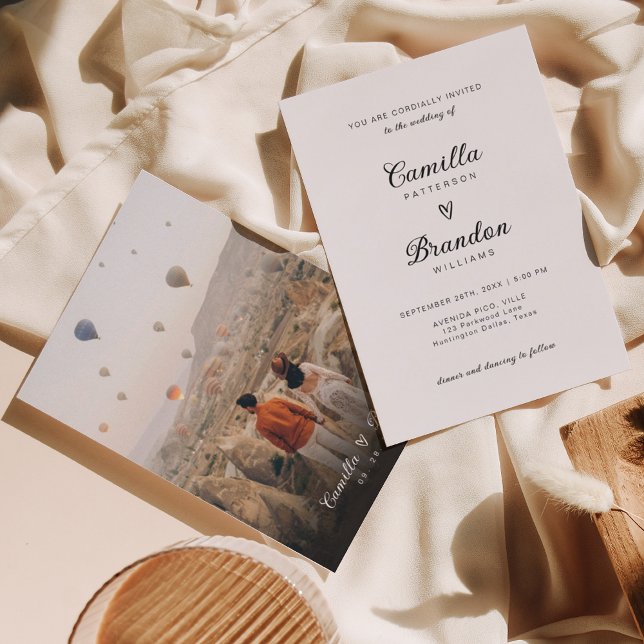 Convite Casamento de Script Romântico Minimalista (Criador carregado)