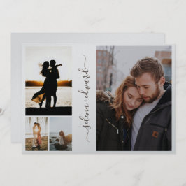 Convite Casamento de Script Silver Metálico com Grade de 4