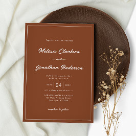 Convite Casamento de Script Terracotta Rustic Border Class