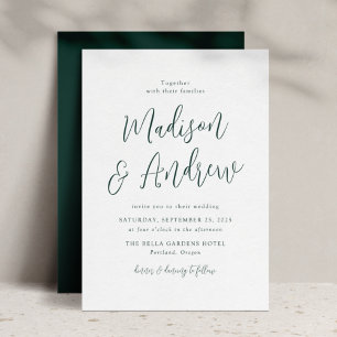 Convite Casamento de Script Verde de Floresta Simples