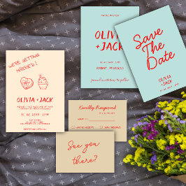 Convite Casamento de Script Whimsical Colorido Moderno