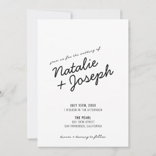 Convite Casamento de Script Whimsical Retro Moderno Convit