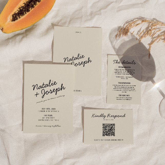 Convite Casamento de Script Whimsical Retro Retro-Retron N (Criador carregado)