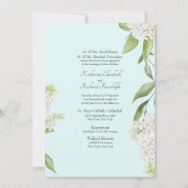 Convite Casamento de Seafoam com Hydrangea Branca Elegante