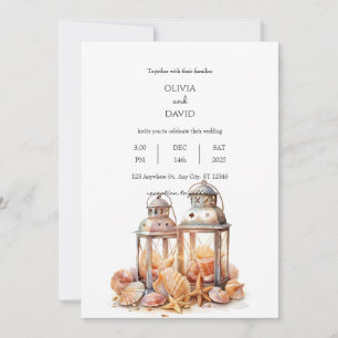 Convite Casamento de Seashell Beach Summer Décor Lanterns