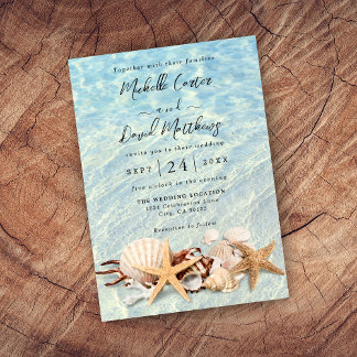 Convite Casamento de Seashell de Praia do Oceano Tropical