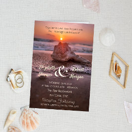 Convite Casamento de Seashell de Sunset de Ocean Beach