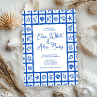 Casamento de Seashell Grid Beach no Mar CUSTOM