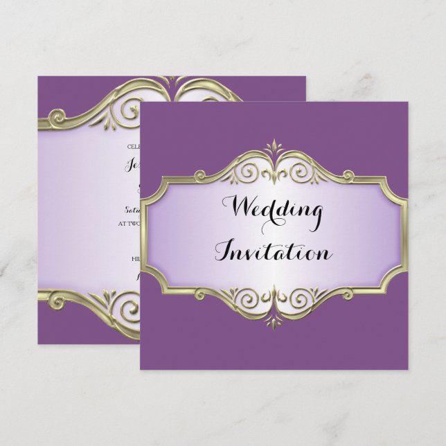 Convite Casamento de Seda Antiga Elegante (Frente/Verso)
