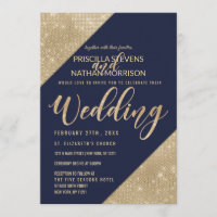 Casamento de Sequência de Lâminas Azuis Douradas e